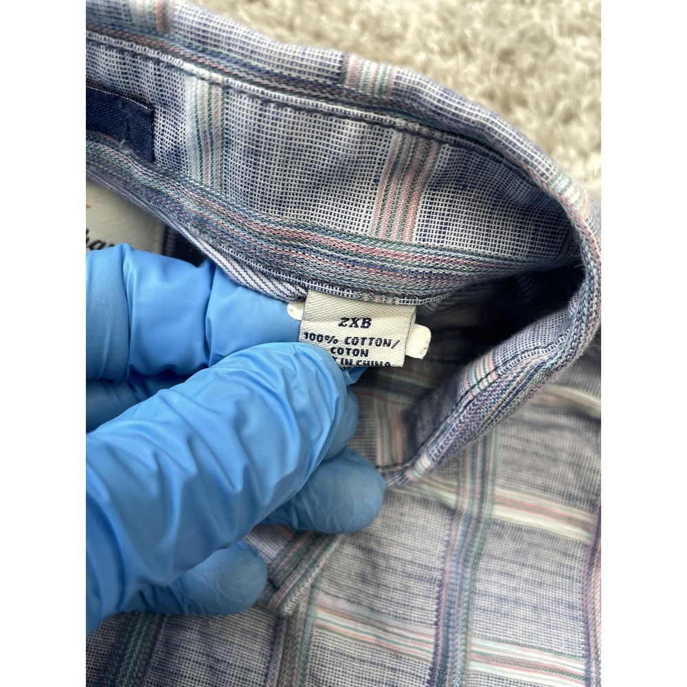 Tommy Bahama Jeans Shirt Mens 2XB Blue Plaid 100% Cotton Long Sleeve Casual - Picture 7 of 11
